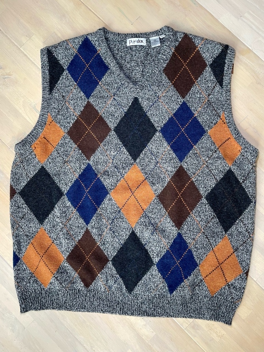 Paradox argyle Sweater Vest Large 100% Lambswool Golf